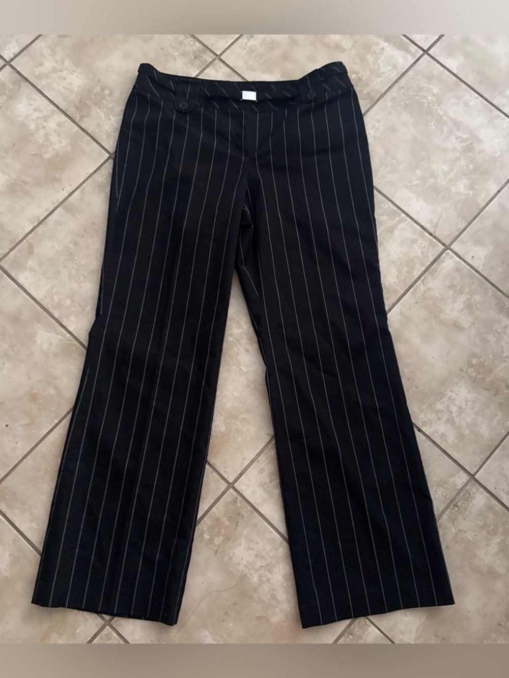 Ann Taylor Loft women black pinstripe trouser pants Sz 10 Office Business Casual